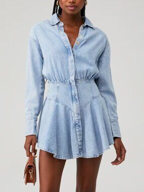 Mon Renn Lain Denim Shirt Dress Size Medium